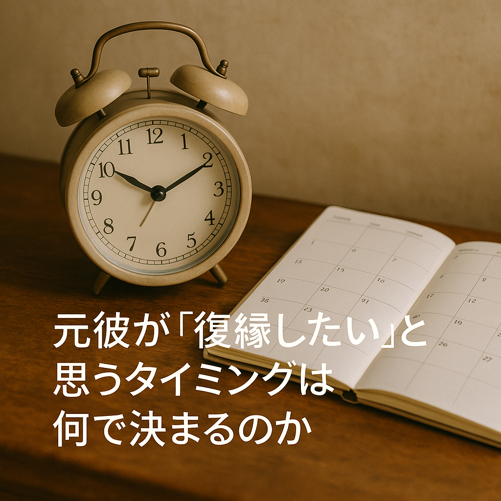 復縁したい気持ちがいくら強くても、元彼の過去の記憶が肯定的に再構成され、感情的に受け入れ可能なタイミングでしか成立しない。本記事では、元彼が復縁したいと思うタイミングは何で決まるのかを解説。